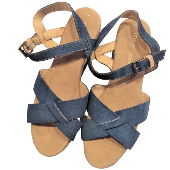 TOMS espadrille wedge platform woven sandals, size 8.5 - Picture 2 of 7